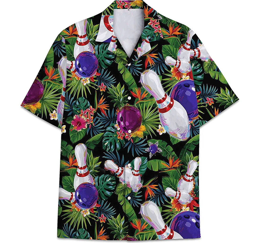 Bowling Funny Beach Shirts Hawaiian Shirt, Button Up Aloha Shirt For Men, Women