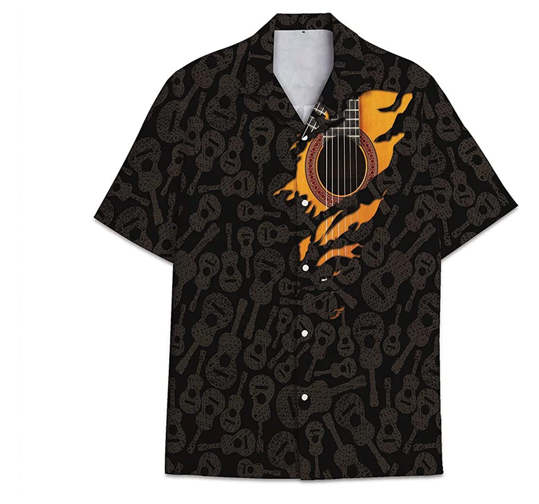 Music Guitar Funny Beach Shirts Hawai Hawaiian Shirt, Button Up Aloha Shirt For Men, Women