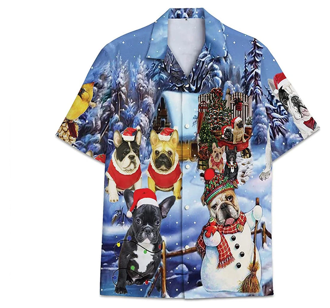 Pug Dog Christmas Funny Beach Shirts Avic Hawaiian Shirt, Button Up Aloha Shirt For Men, Women