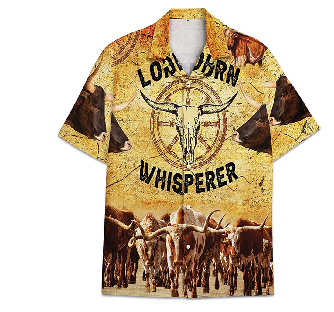 Longhorn Whisperer Funny Beach Shirts Avic Hawaiian Shirt, Button Up Aloha Shirt For Men, Women