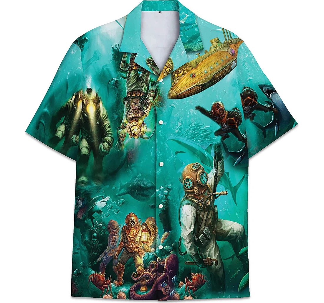 Sea Funny Ocean Shirts Hawaiian Shirt, Button Up Aloha Shirt For Men, Women