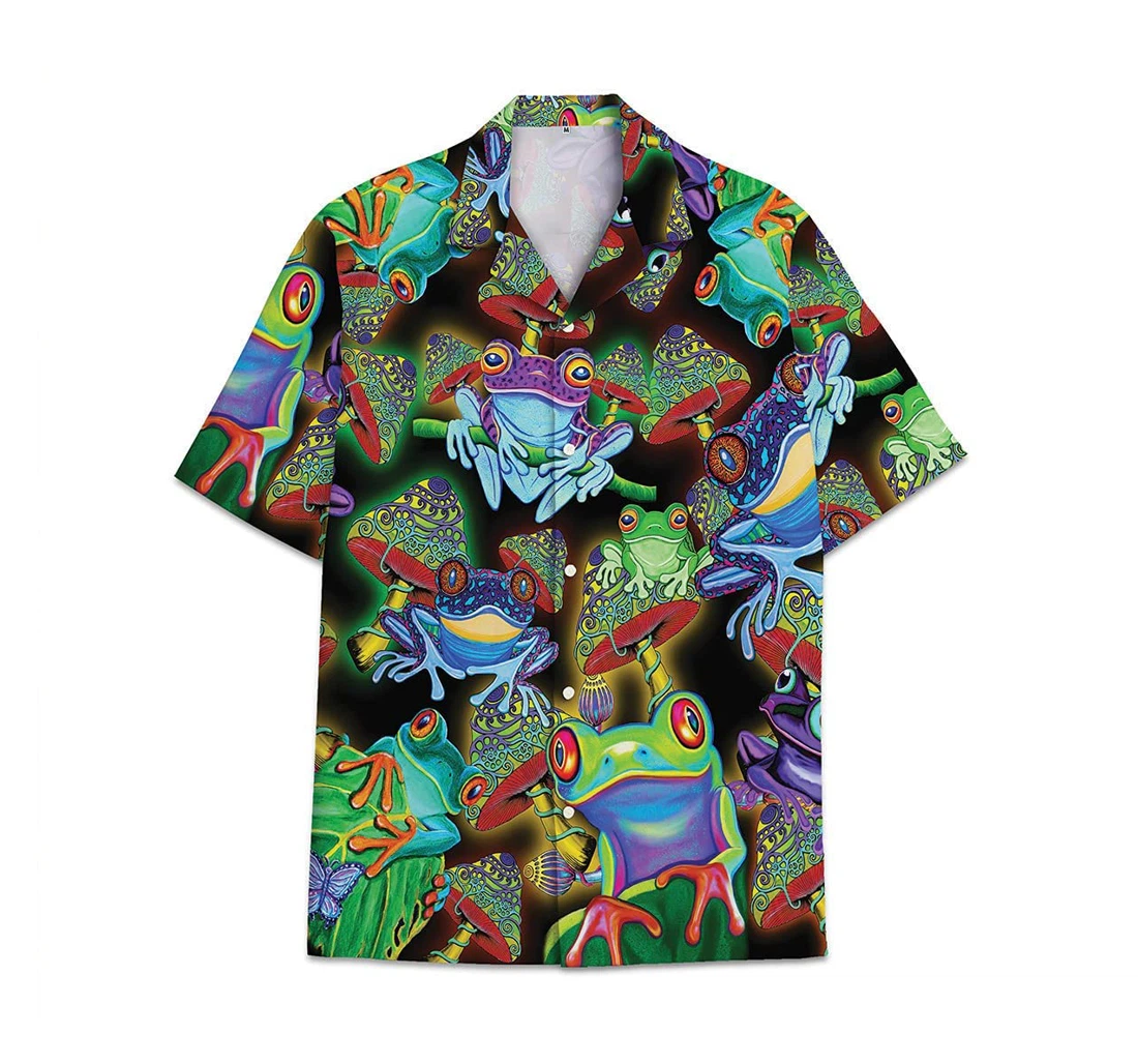 Frogs Mushroom Funny Beach Shirts Hawaiian Shirt, Button Up Aloha Shirt For Men, Women