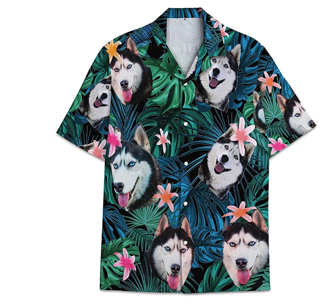 Husky Funny Beach Shirts Hawaiian Shirt, Button Up Aloha Shirt For Men, Women