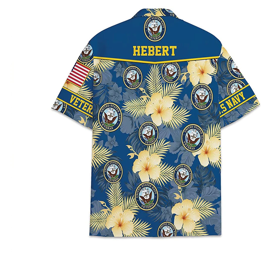 Veteran Navy Custom Name Funny Beach Shirts Avic Hawaiian Shirt, Button Up Aloha Shirt For Men, Women