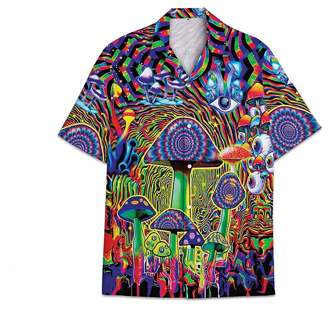 Mushroom Colorful Funny Beach Shirts Hawaiian Shirt, Button Up Aloha Shirt For Men, Women
