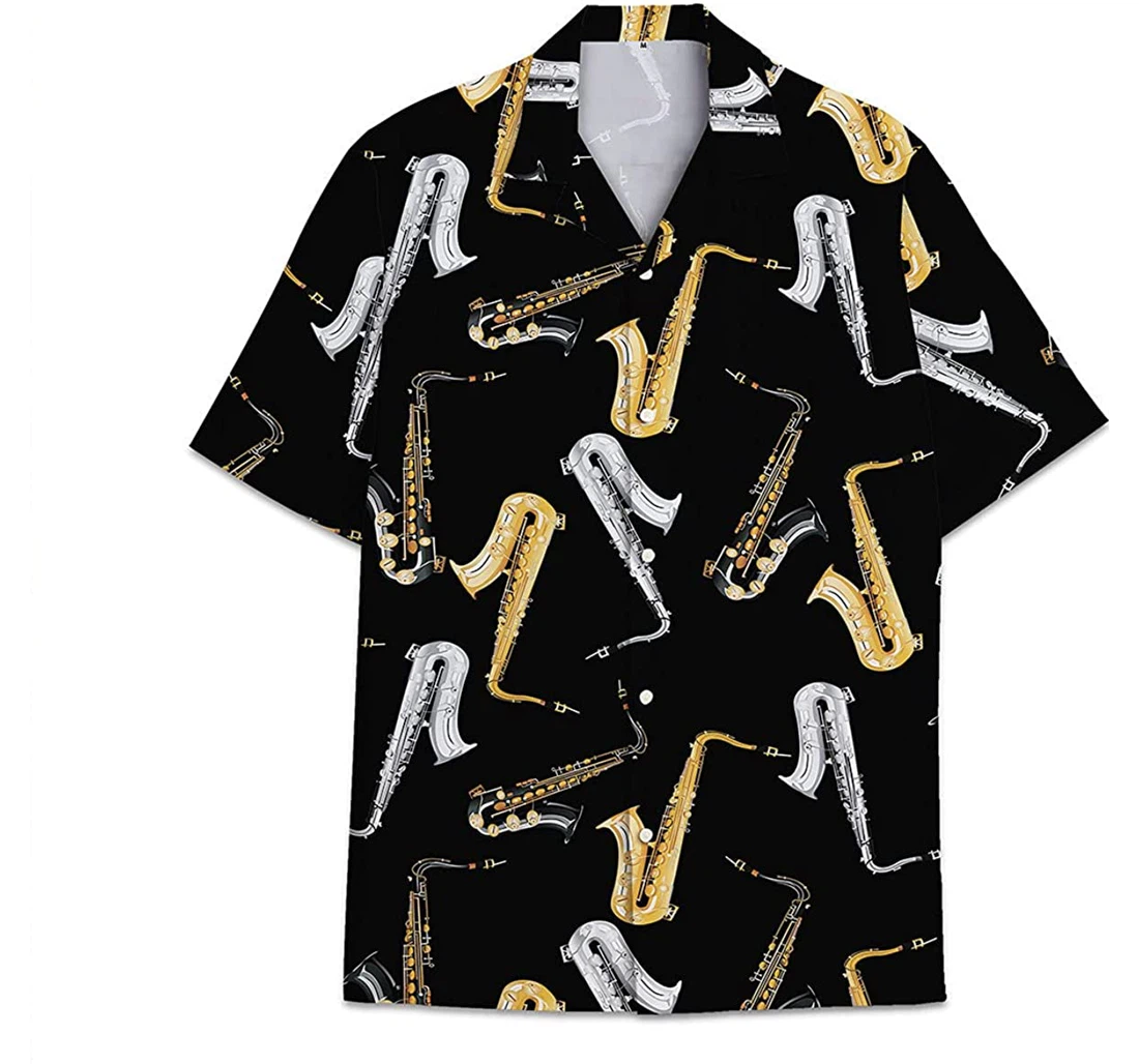 Saxophone Music Funny Beach Shirts Hawaiian Shirt, Button Up Aloha Shirt For Men, Women