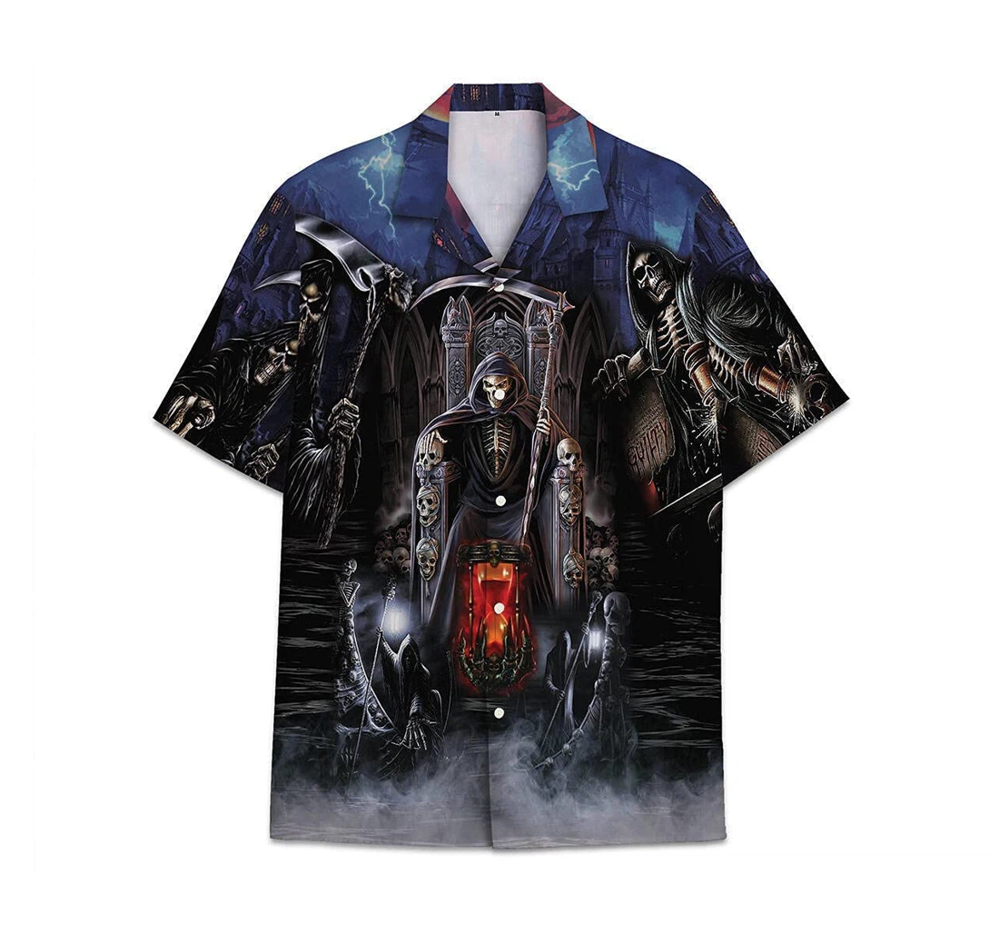 Skull Death Funny Beach Shirts Hawai Hawaiian Shirt, Button Up Aloha Shirt For Men, Women