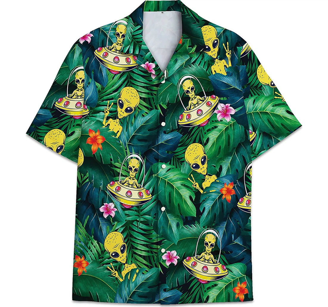 Alien Funny Beach Shirts Hawaiian Shirt, Button Up Aloha Shirt For Men, Women