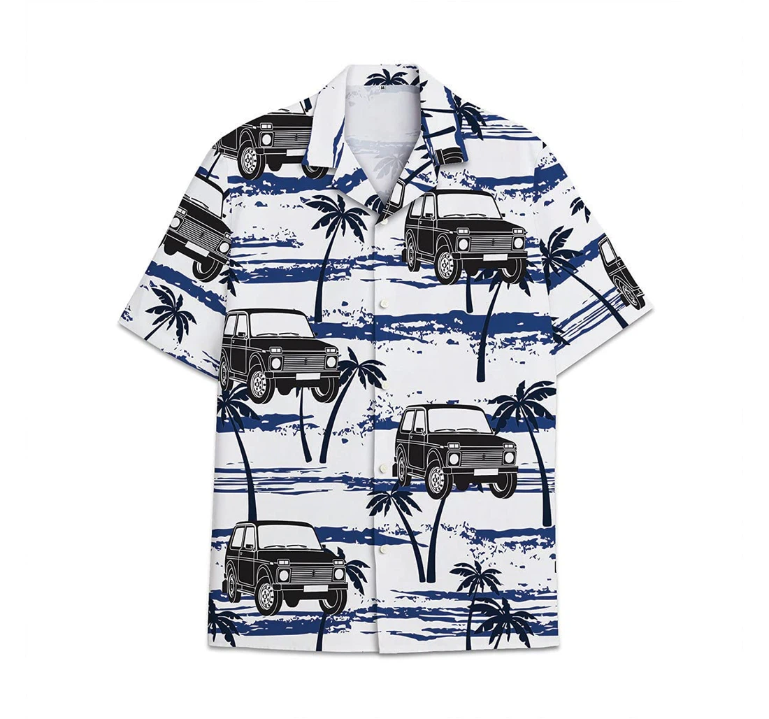 Car Palm Funny Beach Shirts Hawai Hawaiian Shirt, Button Up Aloha Shirt For Men, Women