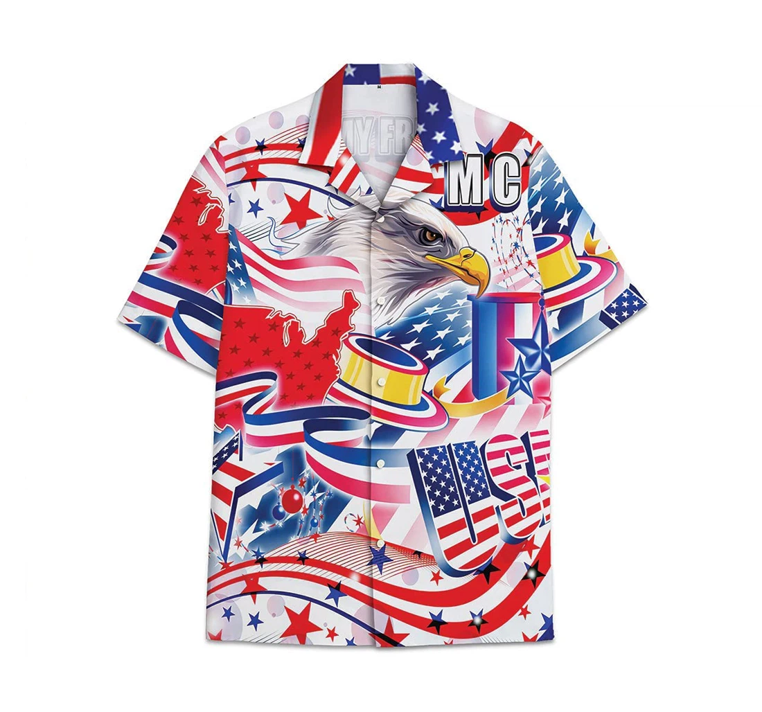 Usa American Funny Beach Shirts Hawaiian Shirt, Button Up Aloha Shirt For Men, Women