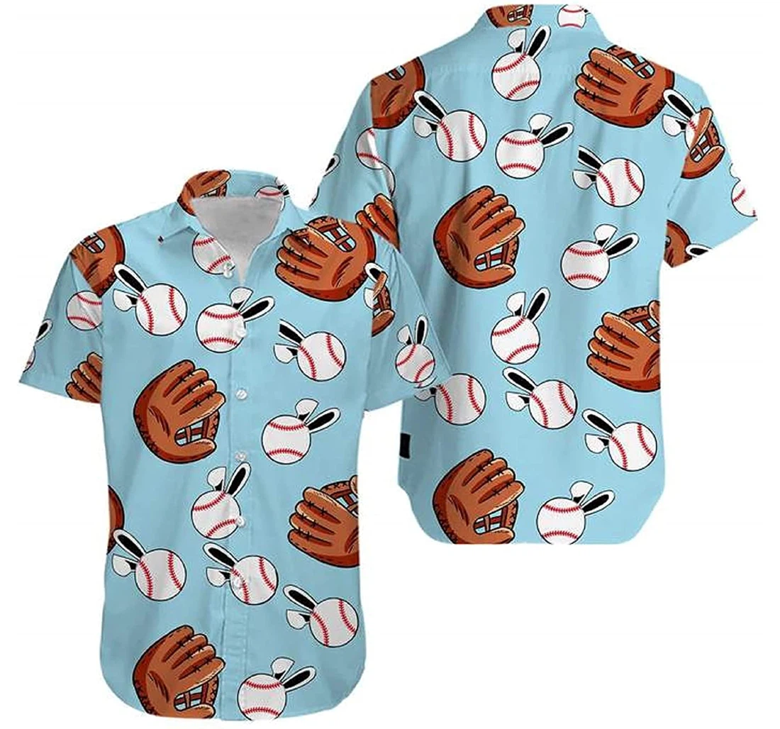 Baseball Bunny Happy Easter Day Gifts And White Hawaiian Shirt, Button Up Aloha Shirt For Men, Women