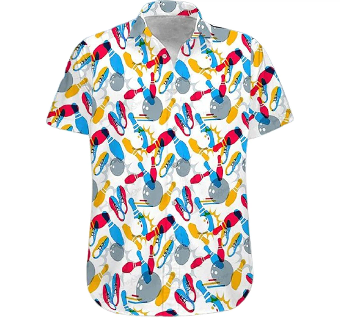 Bowling Color White Hawaiian Shirt, Button Up Aloha Shirt For Men, Women