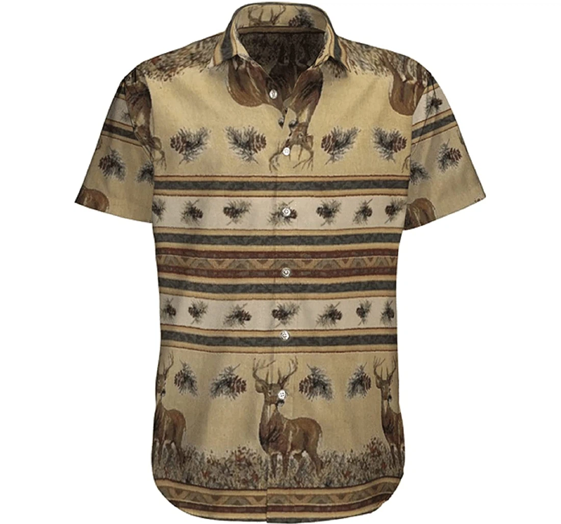 Deer Hunting Native Gift And White Hawaiian Shirt, Button Up Aloha Shirt For Men, Women