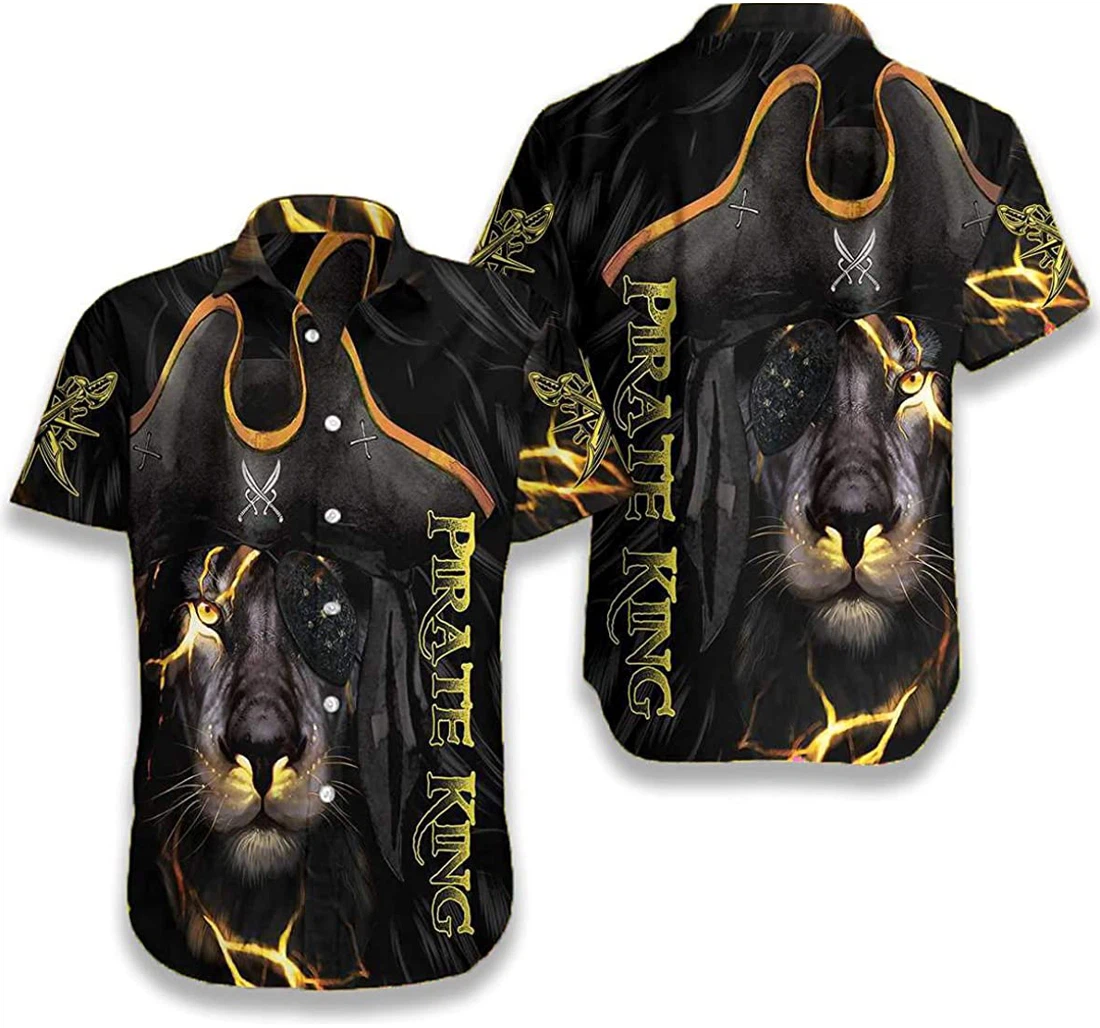 Pirate King Black Lion Gift And Hawaiian Shirt, Button Up Aloha Shirt For Men, Women