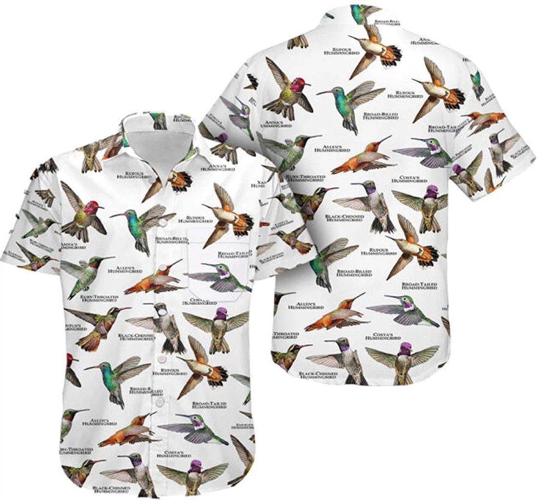 Collection Hummingbird Hummingbird Lover, Gift And White Hawaiian Shirt, Button Up Aloha Shirt For Men, Women