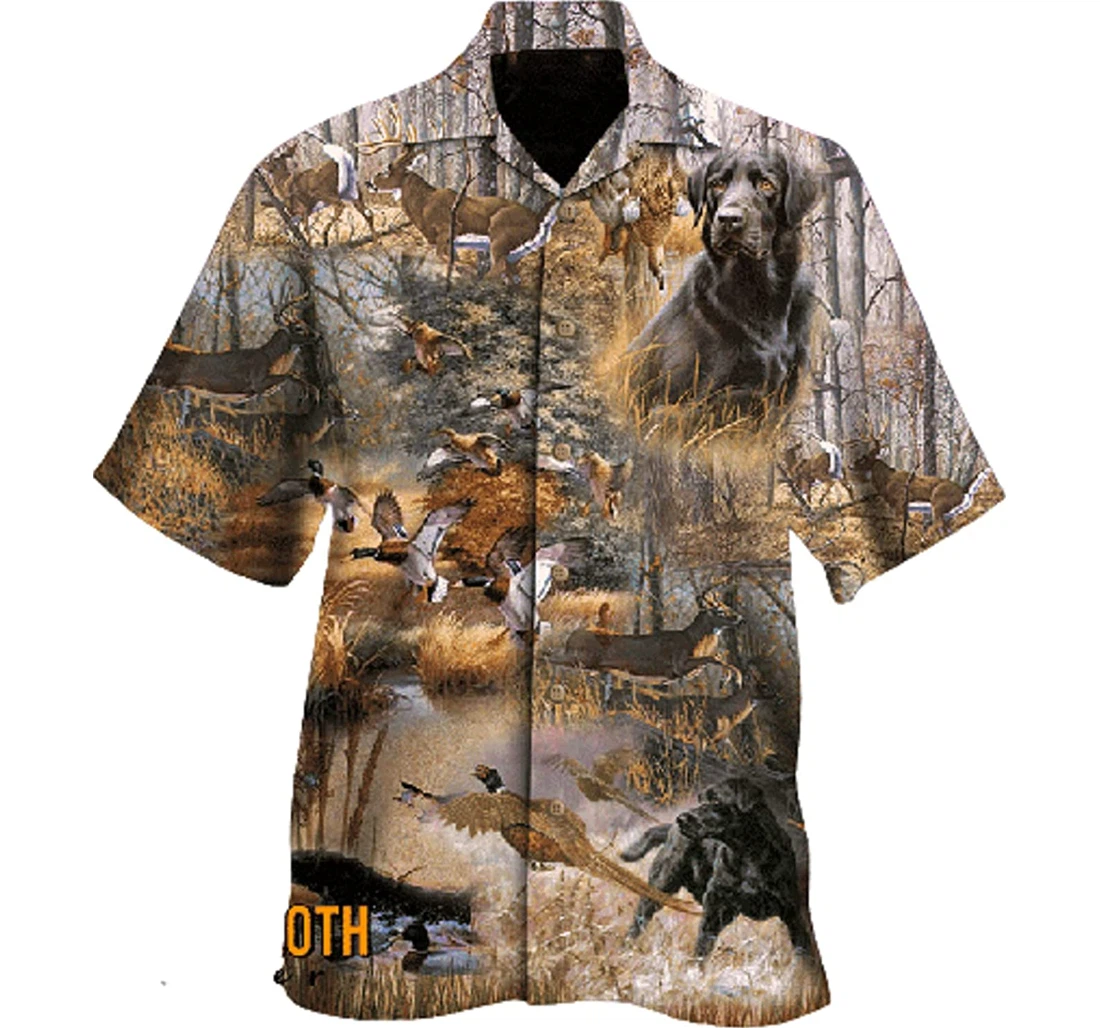 Dog, Duck, Deer And Forest- Hunting Is My Life White Hawaiian Shirt, Button Up Aloha Shirt For Men, Women