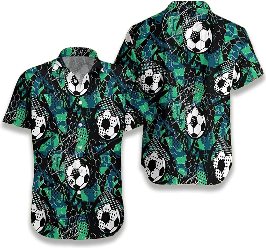 Soccer Grunge Urban Pattern Soccer Lover, Gift And White Hawaiian Shirt, Button Up Aloha Shirt For Men, Women
