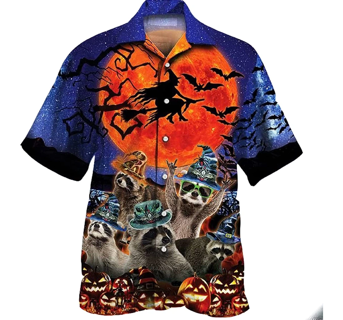 Witch Moon Red Cow Brahman Cattle Lovers Halloween Night Gifts And Hawaiian Shirt, Button Up Aloha Shirt For Men, Women