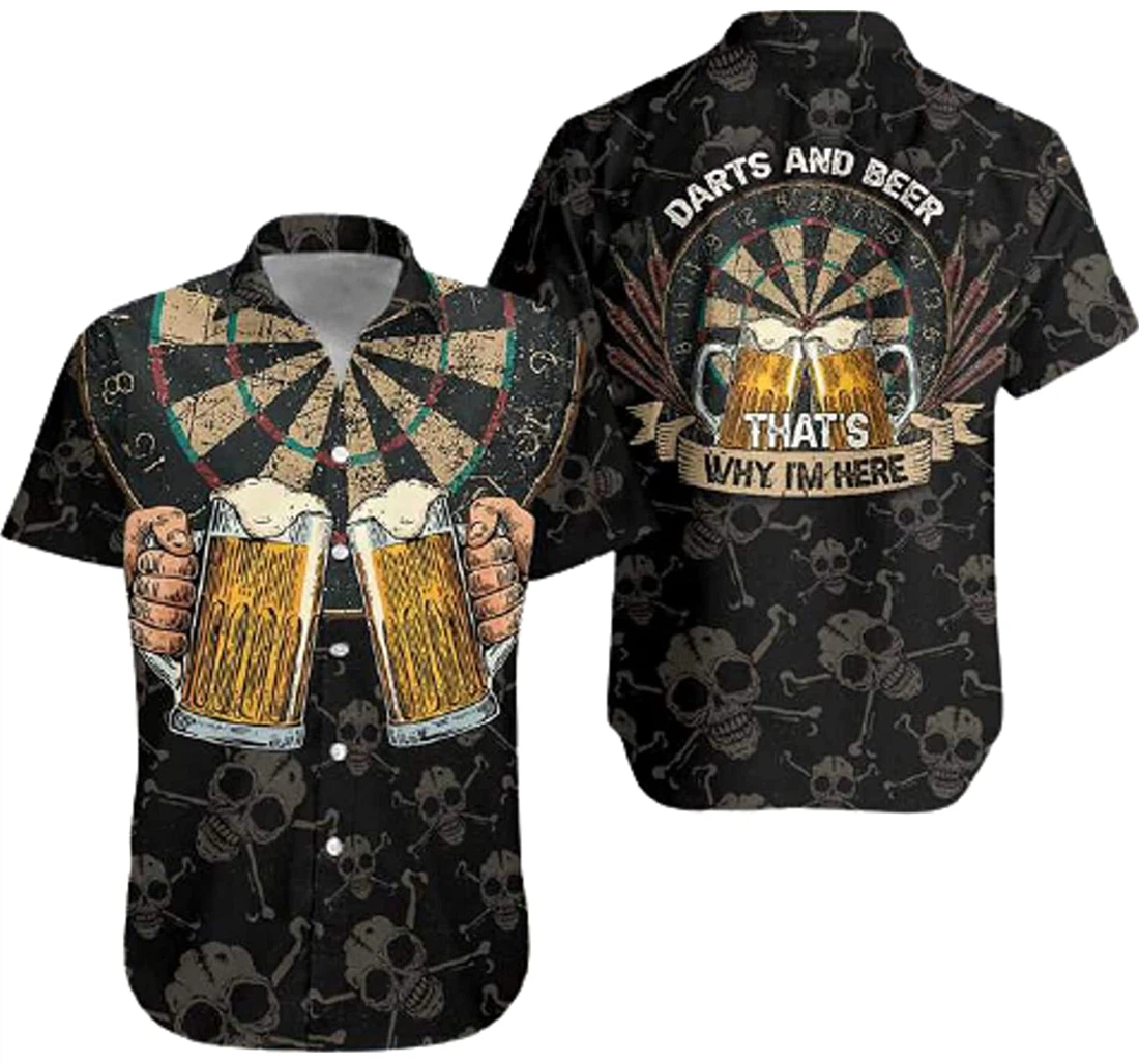 Darts And Beer That's Why I'm Here Shirts Gifts And White Hawaiian Shirt, Button Up Aloha Shirt For Men, Women