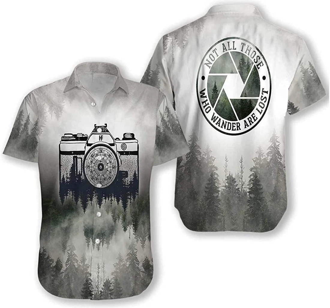 Camera - Not All Those Who Wander Are Lost Gift And White Hawaiian Shirt, Button Up Aloha Shirt For Men, Women