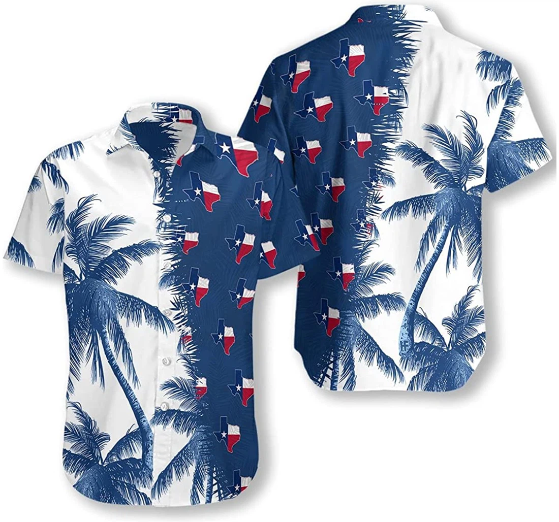 Texas Palm Tree Gift And White Hawaiian Shirt, Button Up Aloha Shirt For Men, Women