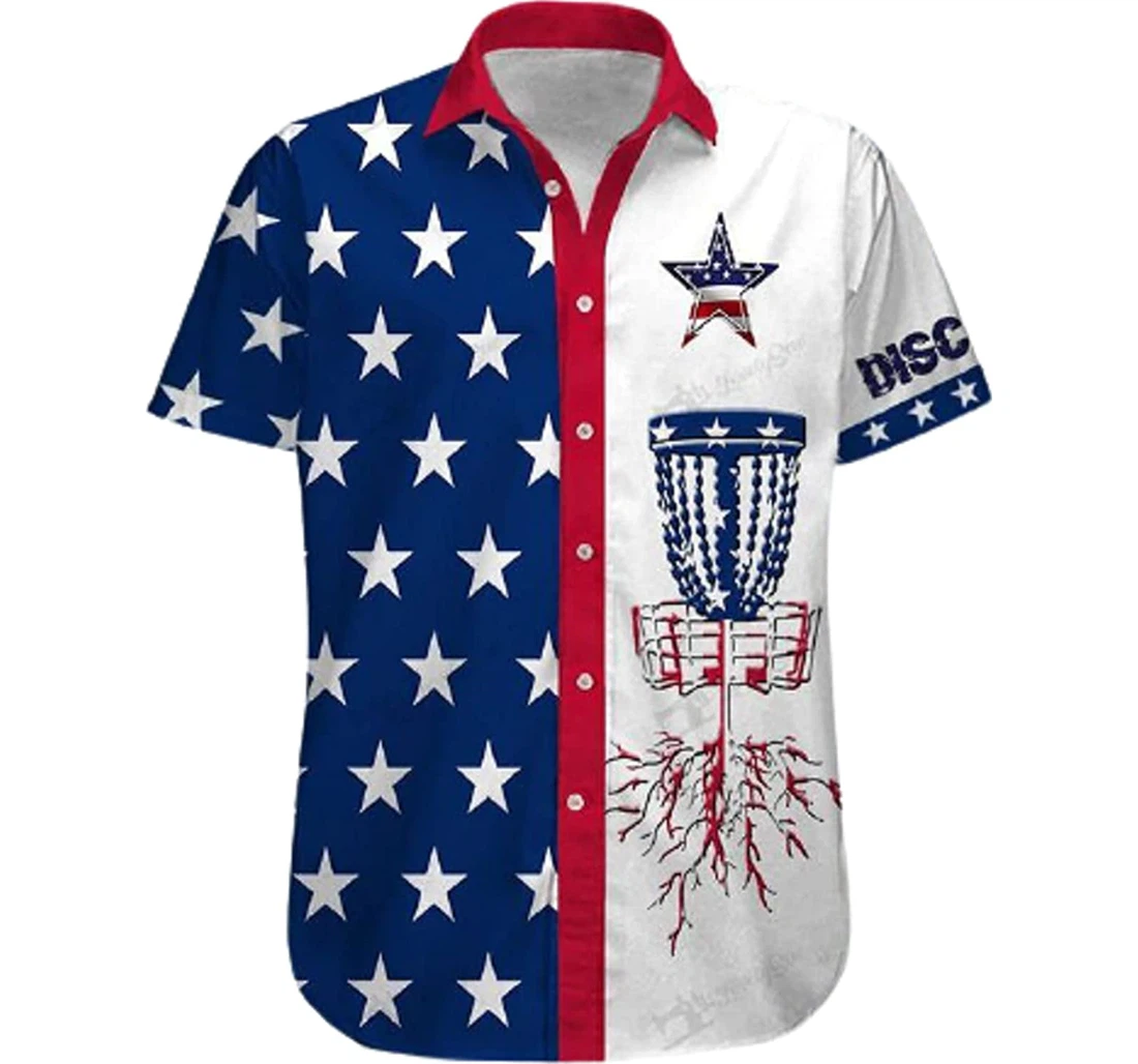 America Disc Golf White Hawaiian Shirt, Button Up Aloha Shirt For Men, Women