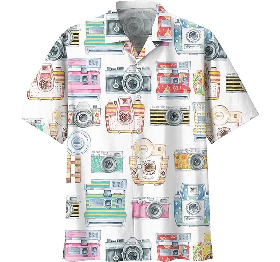 Photography Us Gift Photography White Hawaiian Shirt, Button Up Aloha Shirt For Men, Women