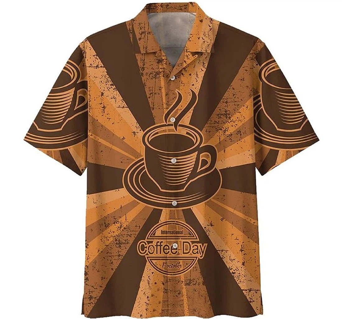 Coffee Us5 Gift And Coffee Lover Hawaiian Shirt, Button Up Aloha Shirt For Men, Women