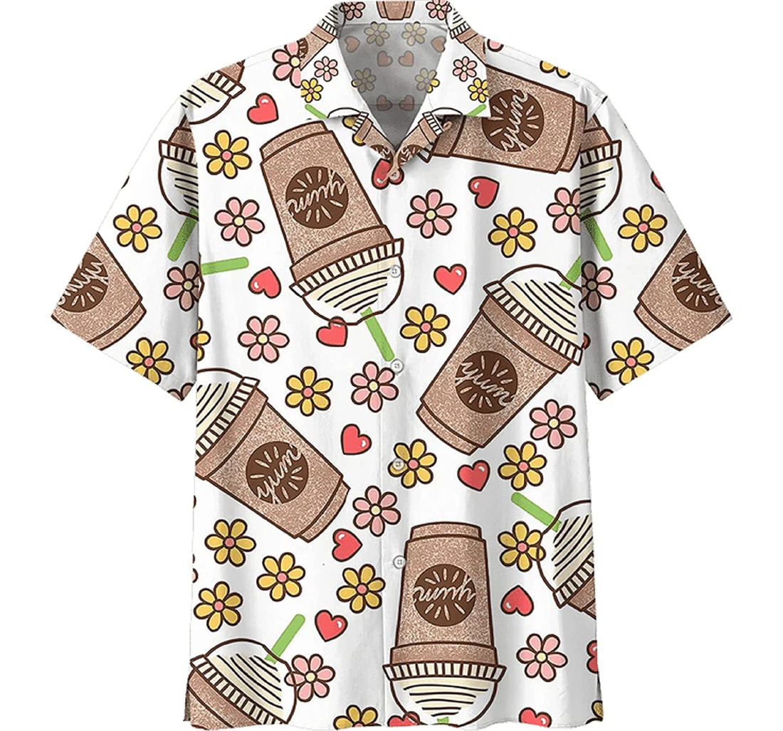 Coffee And Gift And Coffee Lover Hawaiian Shirt, Button Up Aloha Shirt For Men, Women