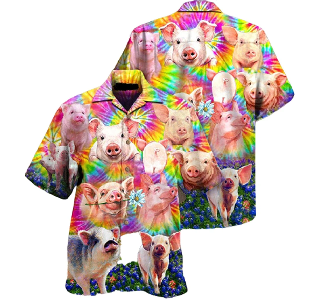 Animals Easily Distracted By Piggy Flower Purple Gifts And Hawaiian Shirt, Button Up Aloha Shirt For Men, Women