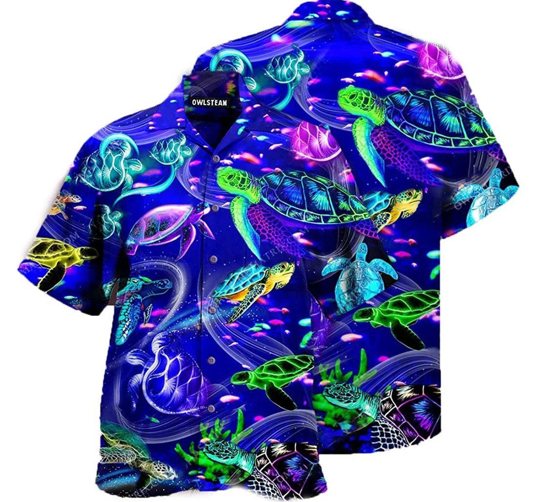 Turtle Life Is Better With A Turtle Blue Ocean Gift And White Hawaiian Shirt, Button Up Aloha Shirt For Men, Women