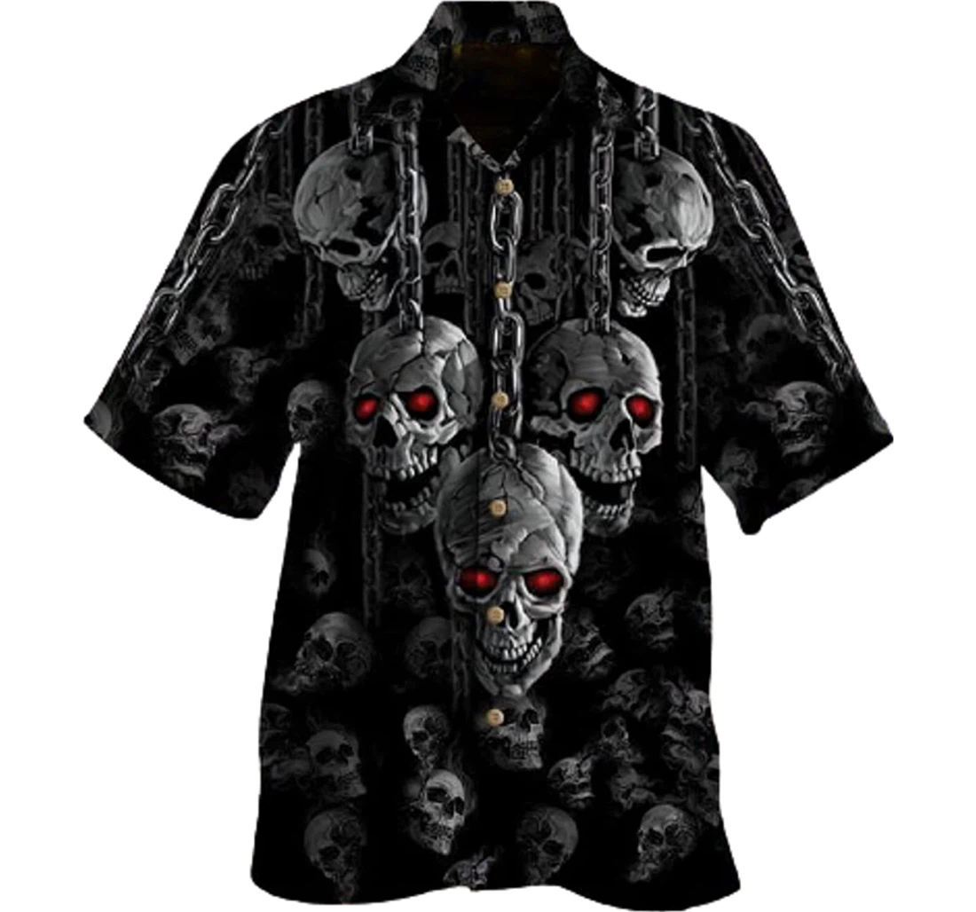 Red Eye Skull Chain Gifts And Hawaiian Shirt, Button Up Aloha Shirt For Men, Women