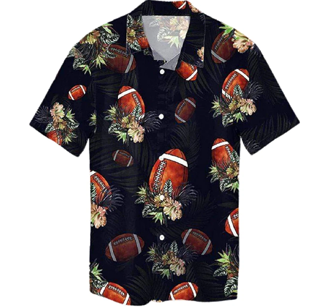 Rugby And Flower Gifts And White Hawaiian Shirt, Button Up Aloha Shirt For Men, Women