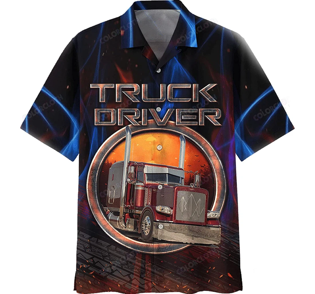 Trucker - Truck Red Gift And Truck Driver Hawaiian Shirt, Button Up Aloha Shirt For Men, Women