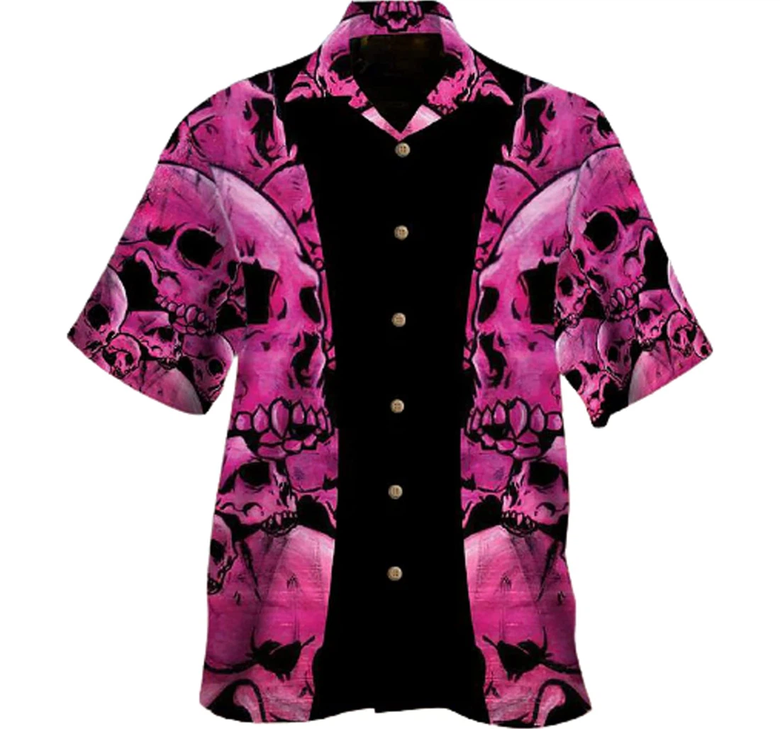 Pink Skull Gifts And Hawaiian Shirt, Button Up Aloha Shirt For Men, Women