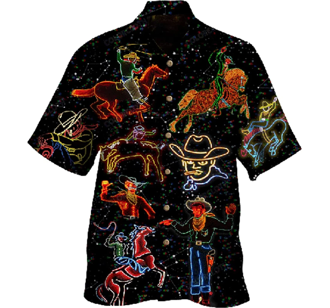 I Am The Light Follow Me Never Ride In Darkness Cowboy White Hawaiian Shirt, Button Up Aloha Shirt For Men, Women