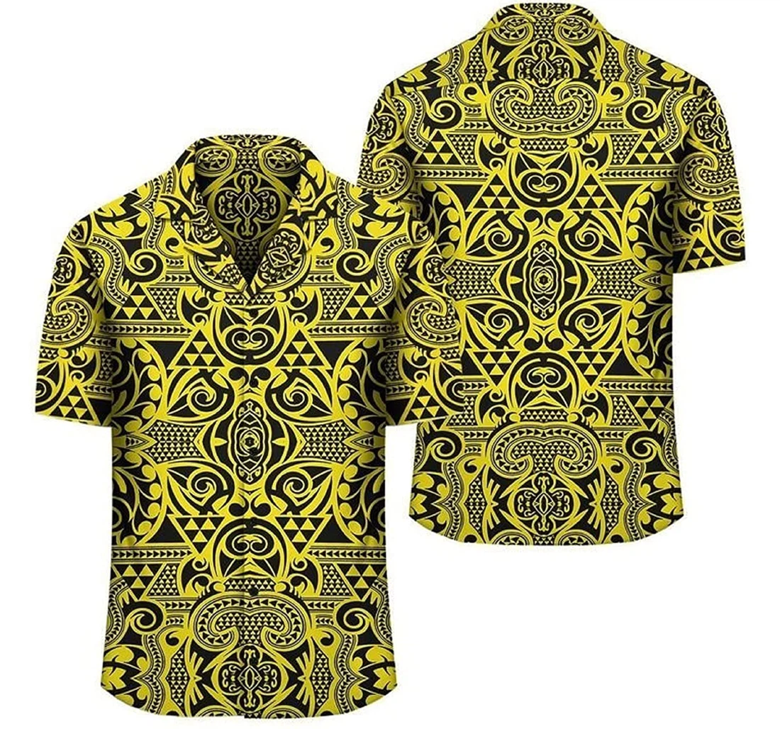 Polynesian Gold And Turtle Us1 Gift And Hawaiian Shirt, Button Up Aloha Shirt For Men, Women