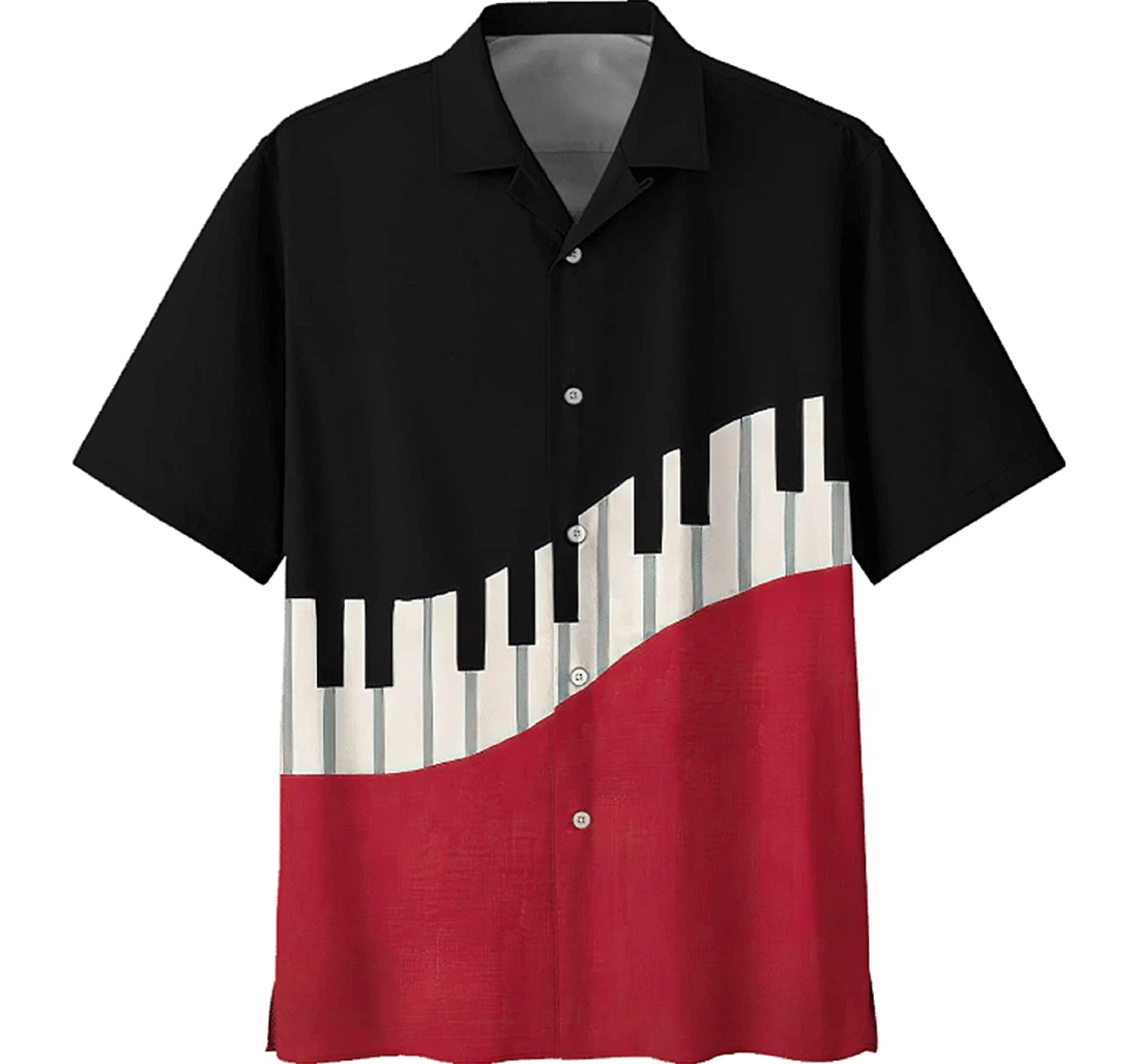 Instrument - Piano Black And Red Music Lover Hawaiian Shirt, Button Up Aloha Shirt For Men, Women