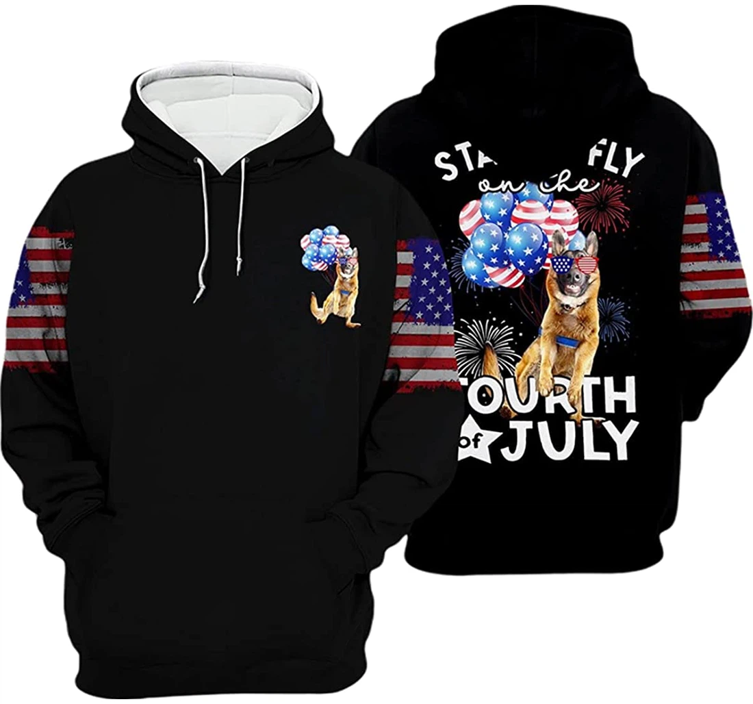 Us Independence Day German Shepherd Staying Fly On The 4th Of July - 3D Printed Pullover Hoodie