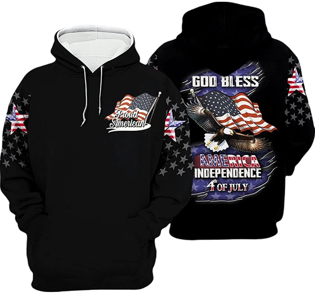 Personalized God Bless America Independence Day 4th Of July - 3D Printed Pullover Hoodie