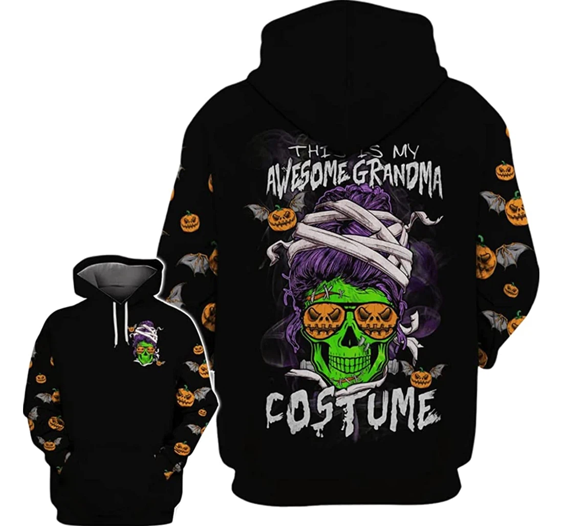 Halloween Skull This Is My Awesome Grandma - 3D Printed Pullover Hoodie