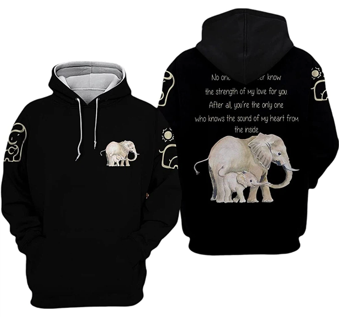 Mother's Day Elephant Mom Baby - 3D Printed Pullover Hoodie