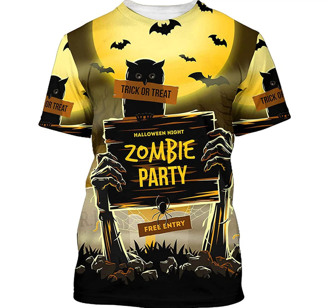 Halloween Owl Zombie Party Trick Or Treat - 3D Printed Pullover Hoodie