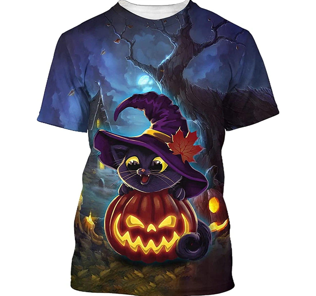 Halloween Cat Witch Kitten Pumpkin - 3D Printed Pullover Hoodie