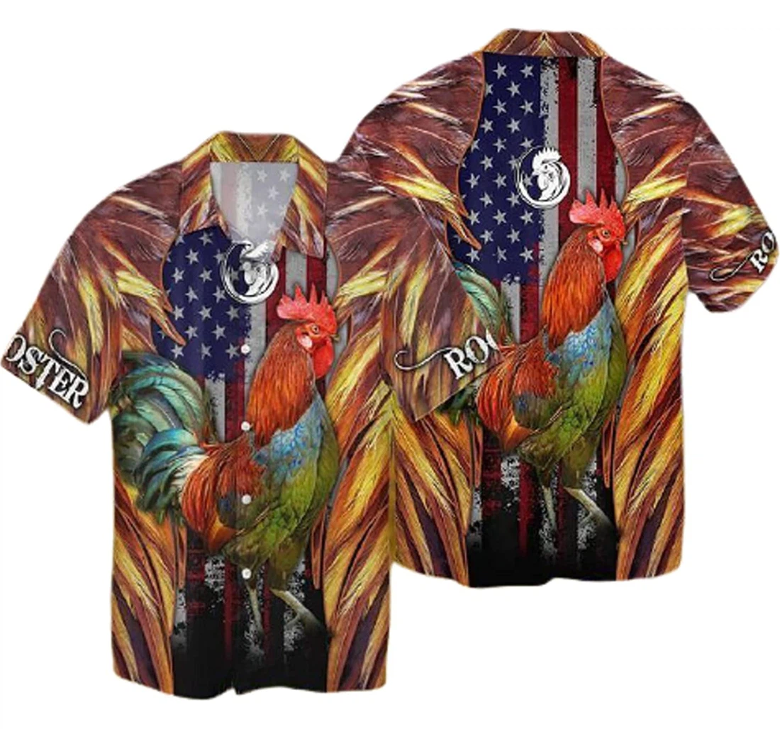 Red Rooster Flag Rooster Gifts And Hawaiian Shirt, Button Up Aloha Shirt For Men, Women