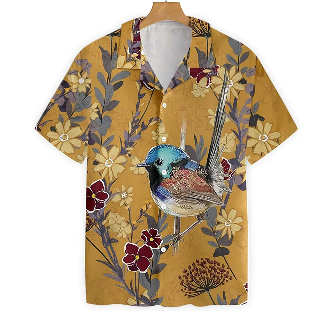 Bird And Gift And White Hawaiian Shirt, Button Up Aloha Shirt For Men, Women