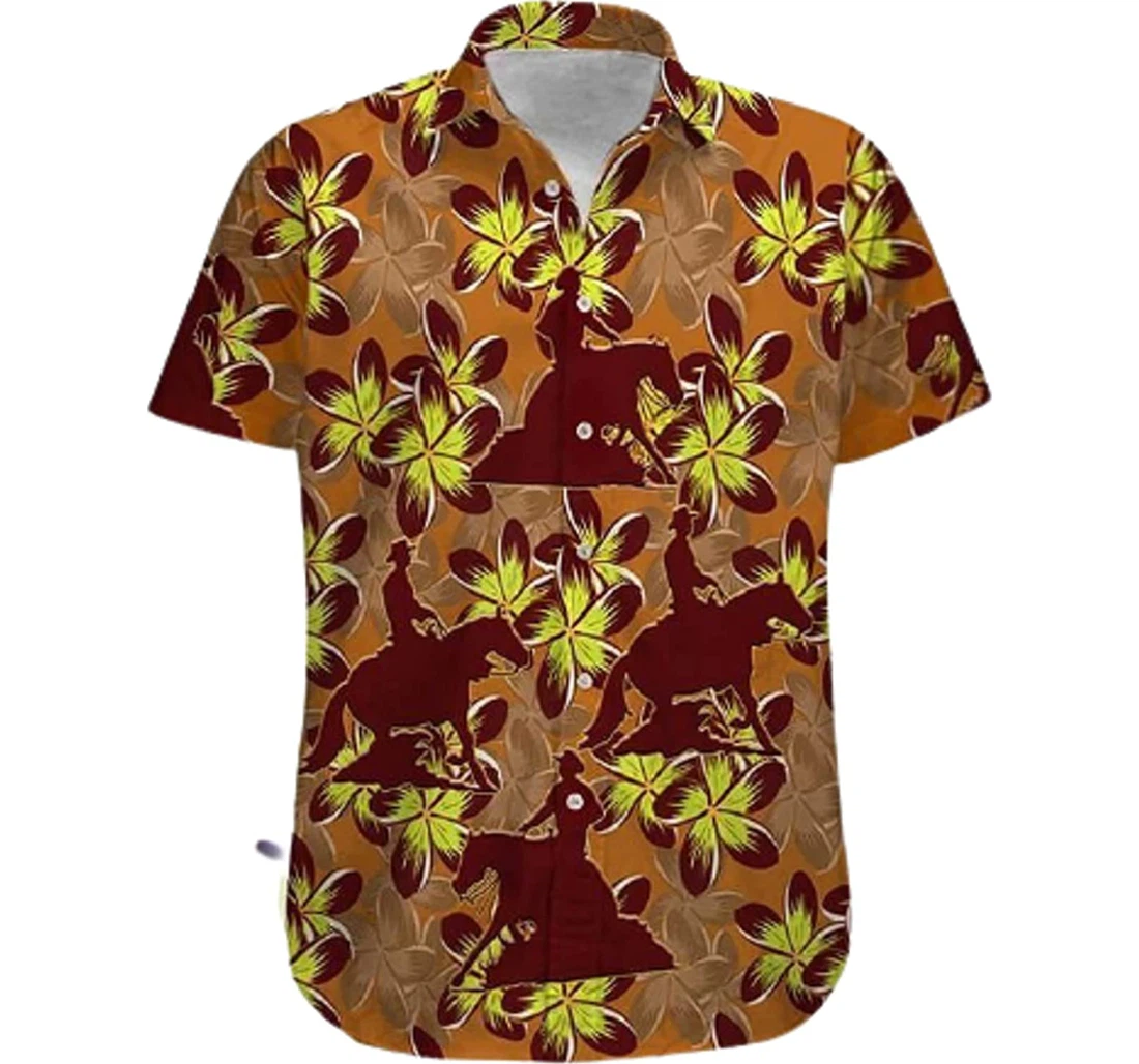 Reining Brown And Flower Gifts And Hawaiian Shirt, Button Up Aloha Shirt For Men, Women