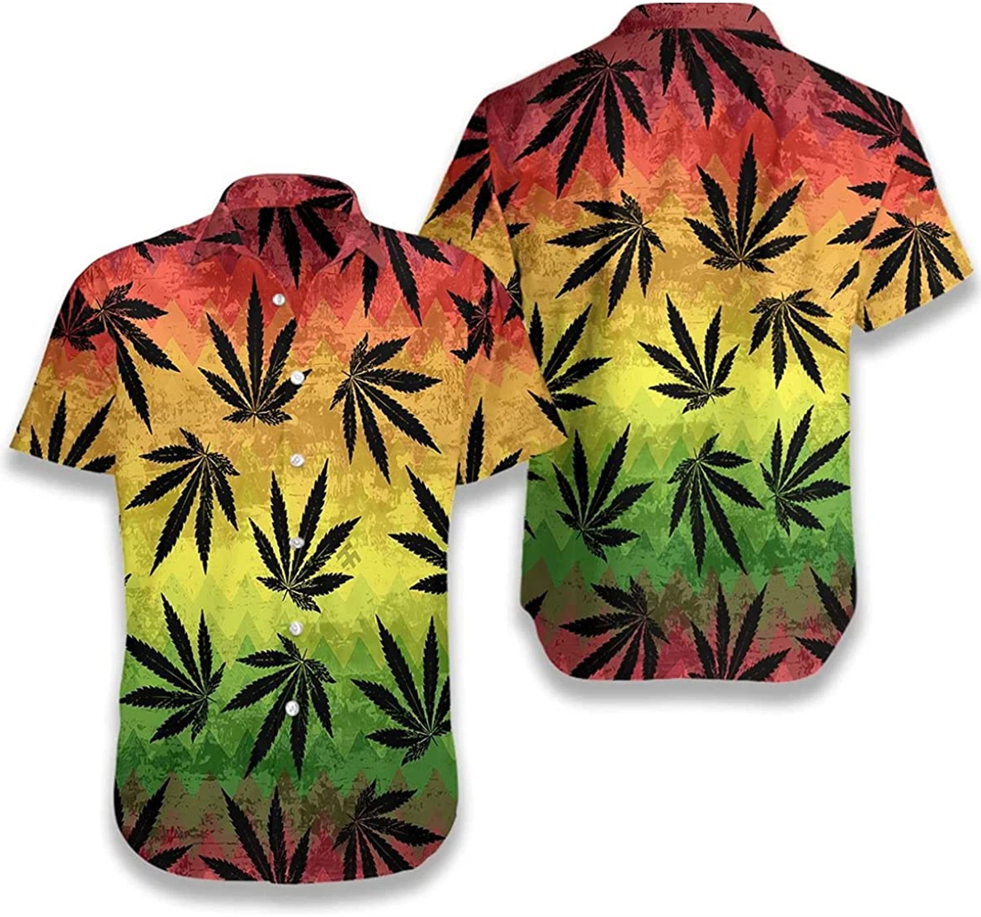 M.arijuana Leaf Rasta Gift And White Hawaiian Shirt, Button Up Aloha Shirt For Men, Women