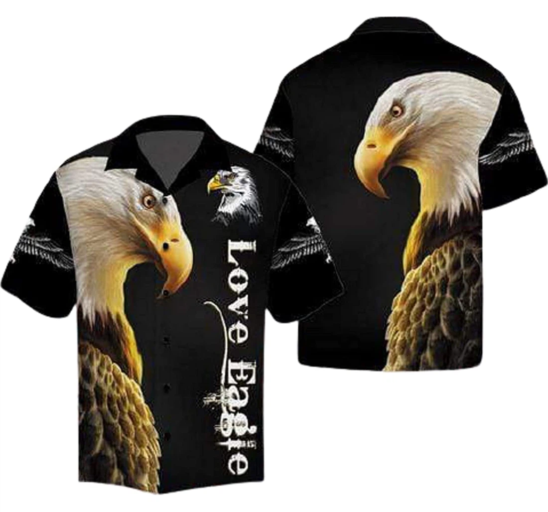 Love Eagle Black Gifts And Hawaiian Shirt, Button Up Aloha Shirt For Men, Women