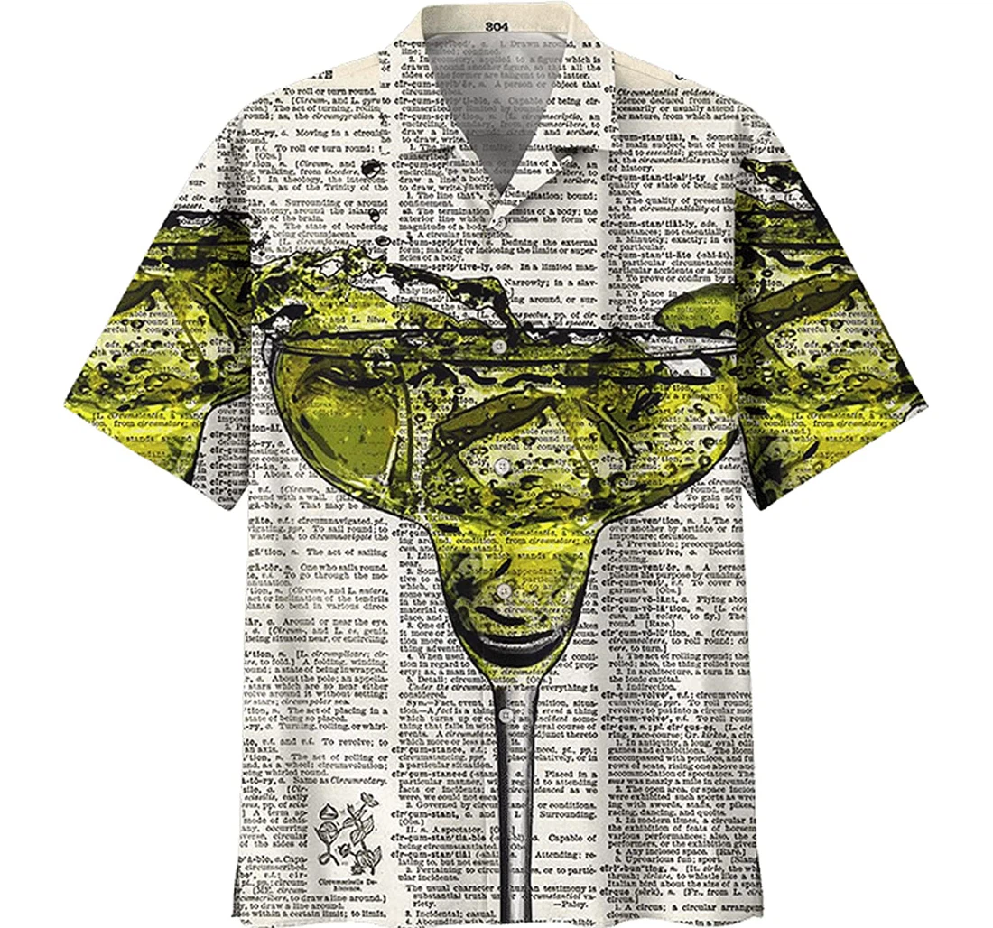 Cocktails Wine Hawaiian Shirt, Button Up Aloha Shirt For Men, Women